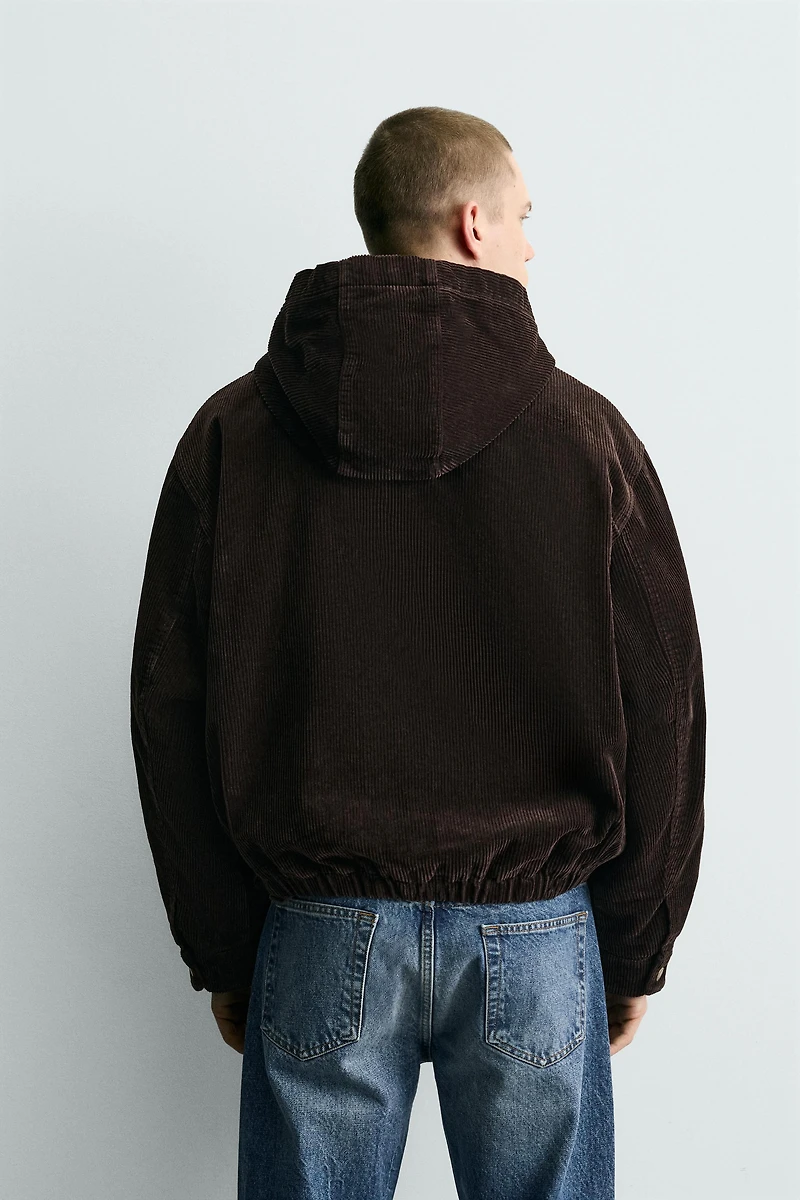 CORDUROY HOODIE FIREMAN CLASP JACKET