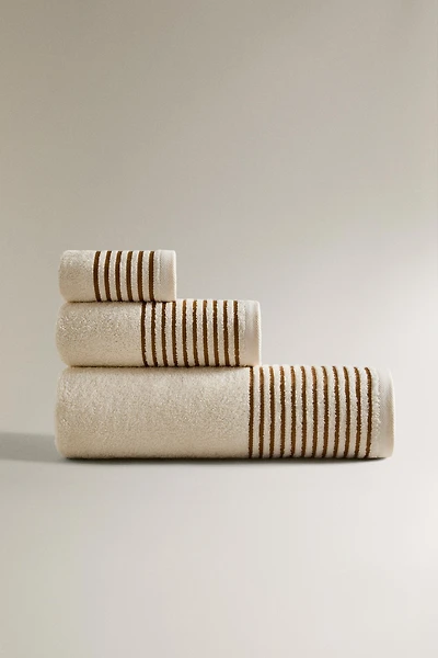 SERVIETTE DE BAIN BORDURE RAYURES