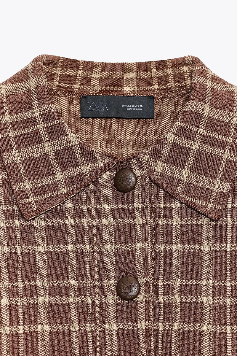 PLAID KNIT CARDIGAN