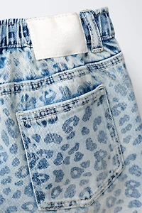 ANIMAL PRINT DENIM SHORTS