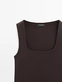 Sleeveless top with square neckline