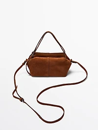Split leather mini satchel bag