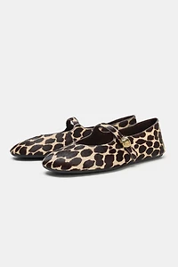 PRINTED LEATHER BALLET FLATS