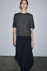 SHORT SLEEVE KNIT WOOL TOP