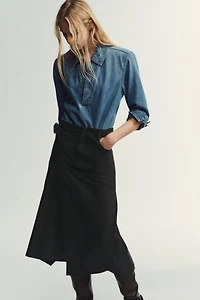 ASYMMETRICAL MIDI SKIRT
