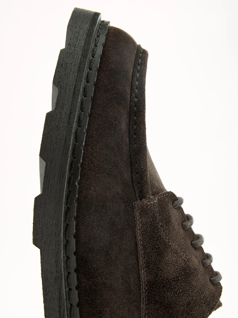 Moc toe split suede shoes