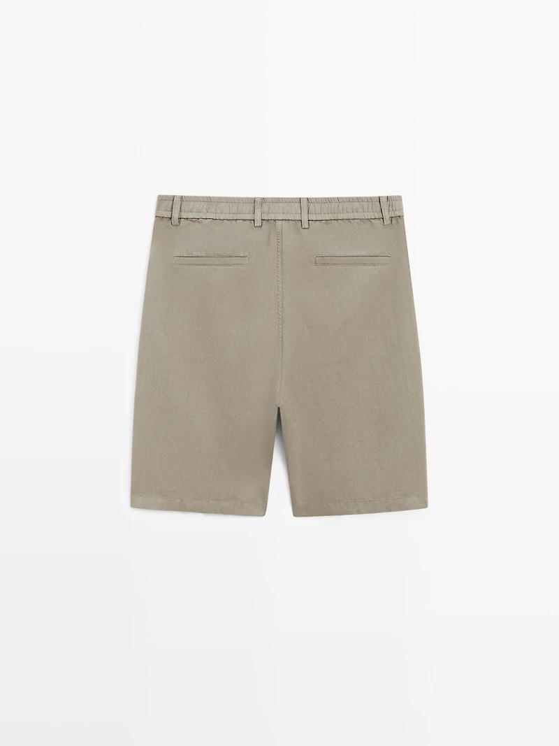 Linen blend Bermuda shorts