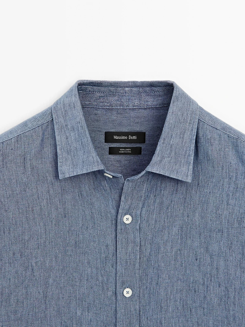 Chemise regular délavée en lin