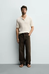 RIB KNIT HENLEY T-SHIRT