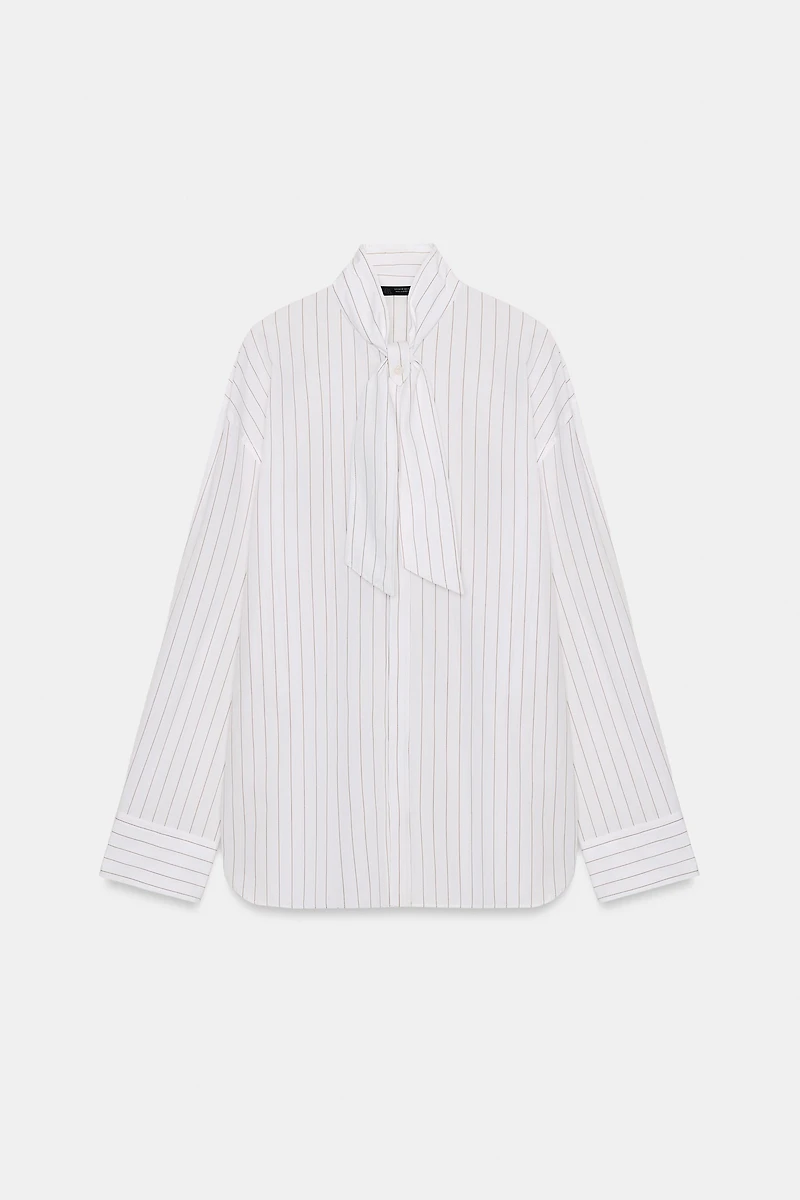 STRIPED SCARF POPLIN SHIRT