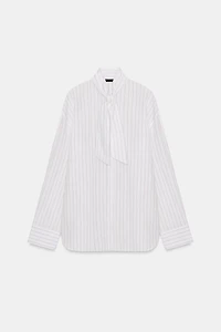 STRIPED SCARF POPLIN SHIRT