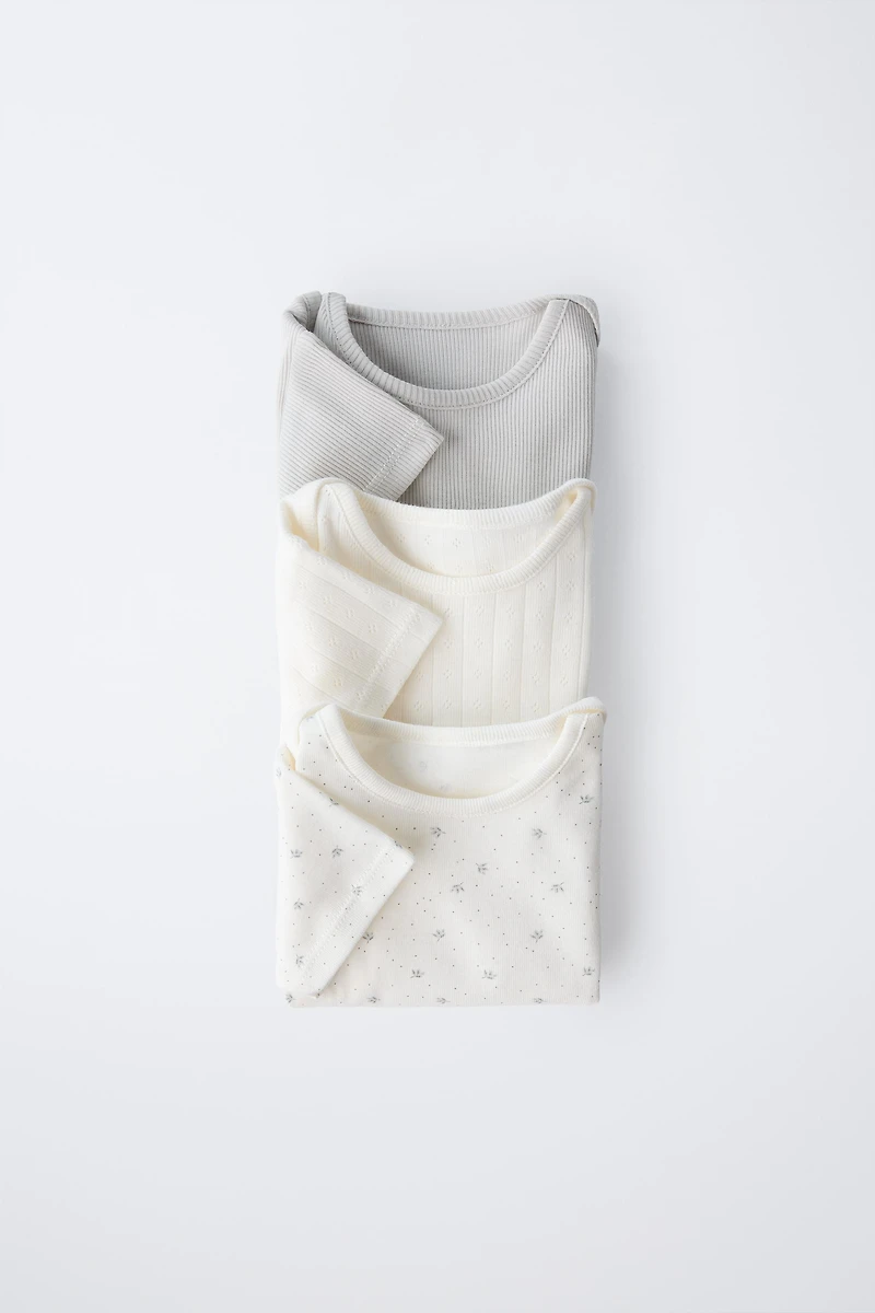 THREE-PACK OF SHORT SLEEVE BODYSUITS WITH TWIGS