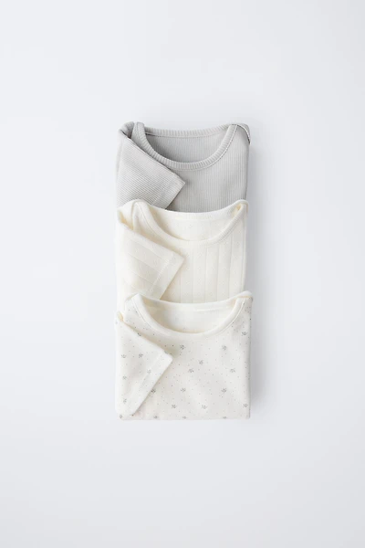 THREE-PACK OF SHORT SLEEVE BODYSUITS WITH TWIGS
