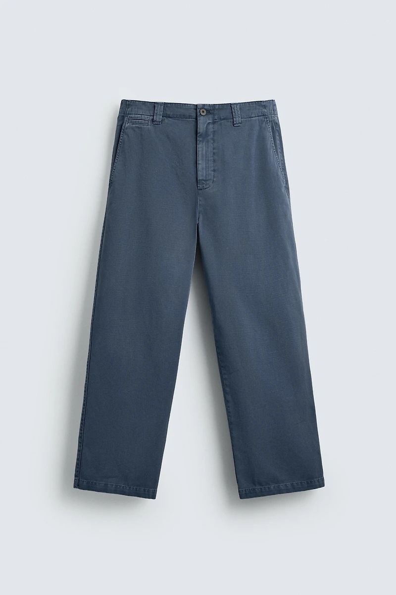 WASHED STRAIGHT FIT CHINO PANTS