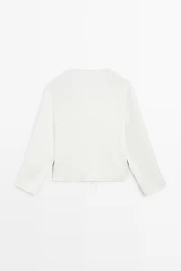 Flowing linen blend blouse with button detail