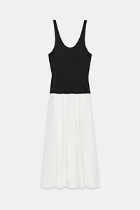 POPLIN CONTRAST MIDI DRESS