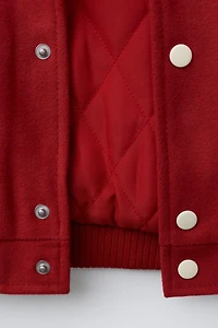 BLOUSON BOMBER EN DRAP DE LAINE ET MANCHES À AVEC PIÈCES