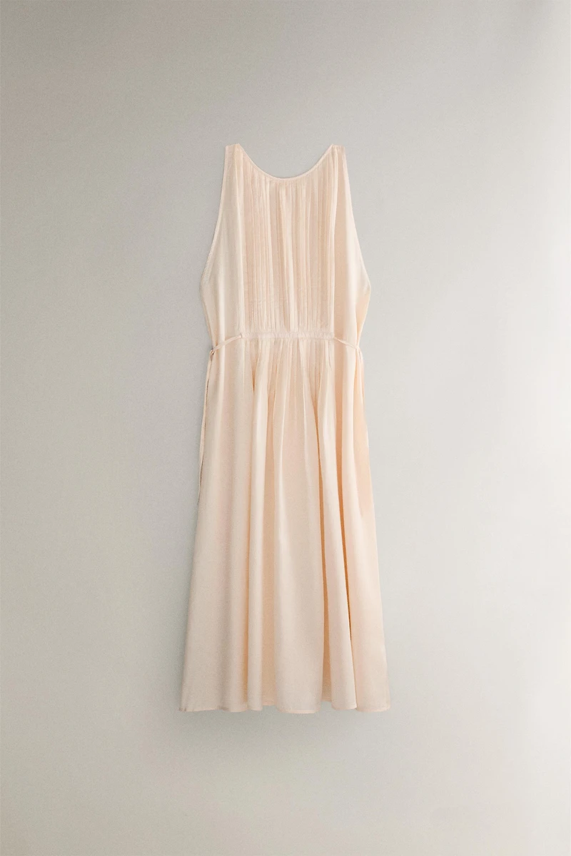 PLEATED SATEEN NIGHTGOWN
