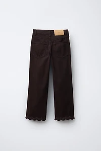 STRAIGHT LEG DENIM PANTS WITH WAVY EMBROIDERY