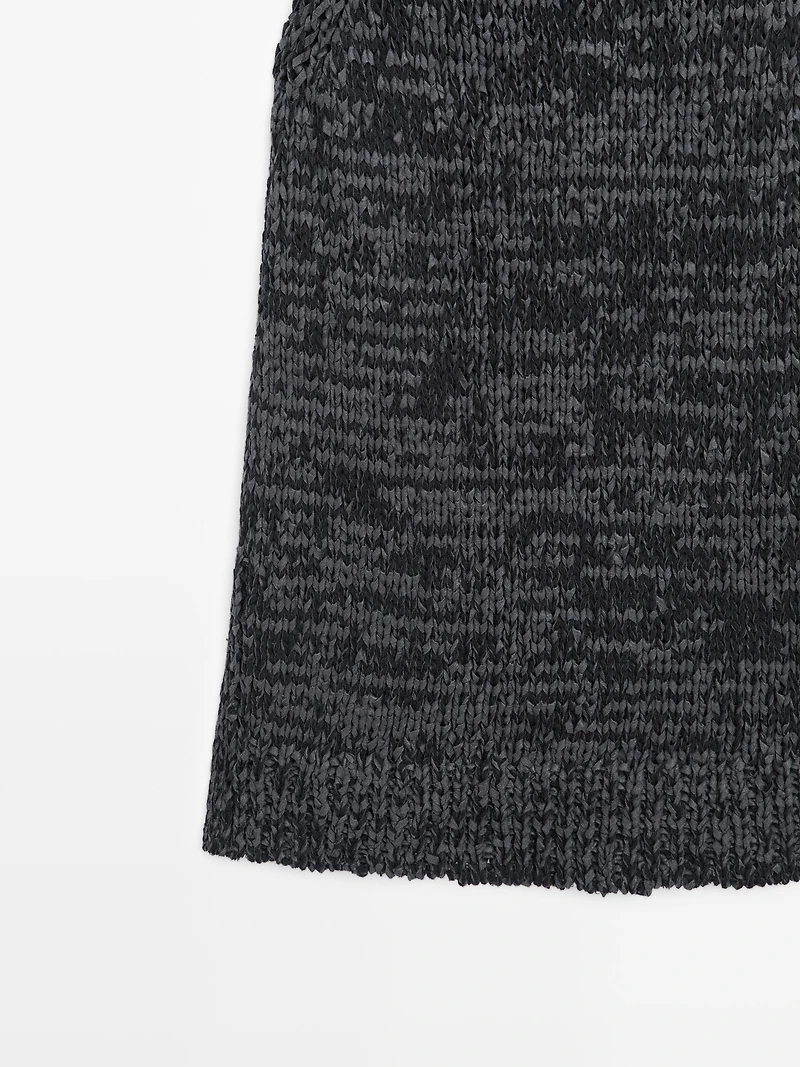 Top encolure américaine en maille chinée