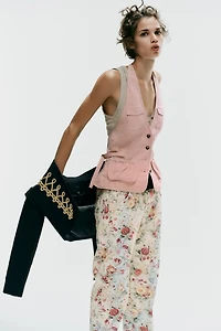 STRIPED HALTER TOP WITH POCKETS