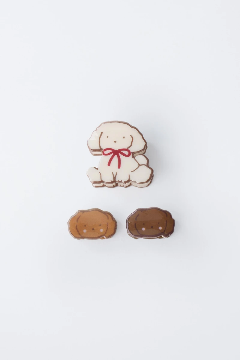 PACK OF THREE DOG HAIR CLIPS