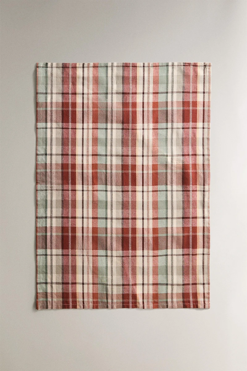 SET OF IRREGULAR CHECK COTTON KITCHEN TOWELS (SET OF 2)