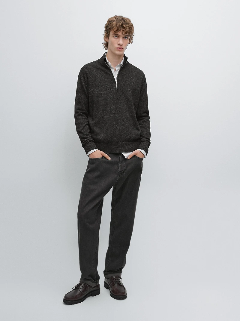Mock neck knit sweater