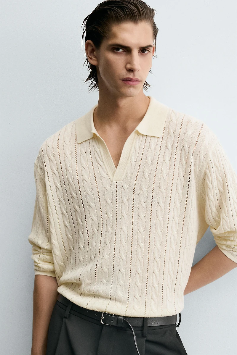 BRAIDED TEXTURED POLO