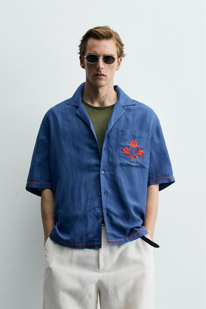 CONTRAST EMBROIDERED VISCOSE