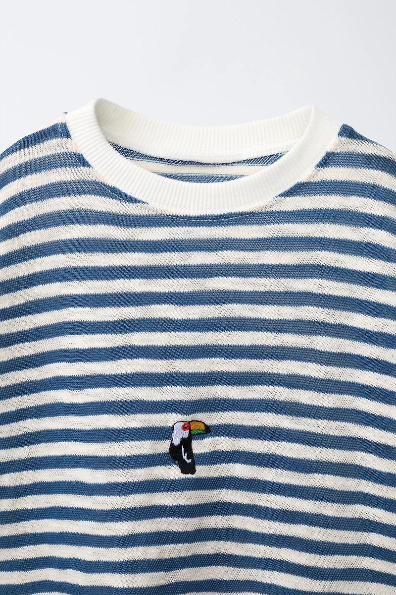 T-SHIRT RAYURES BRODÉ