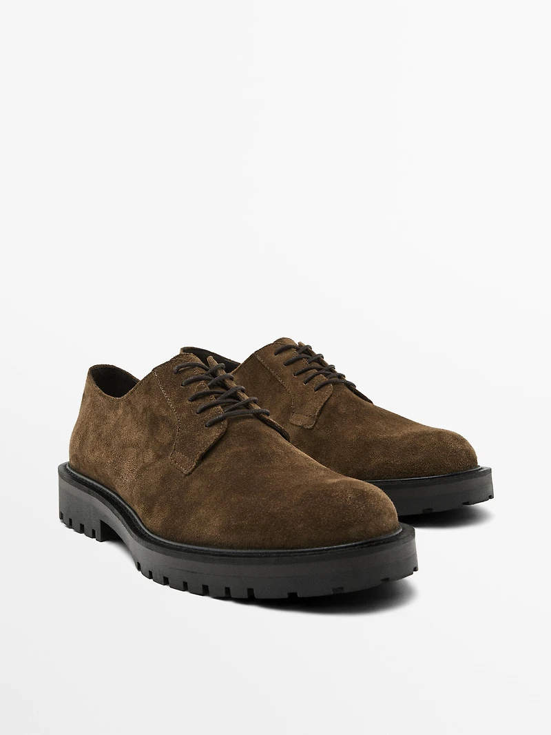 Split suede track sole shoes