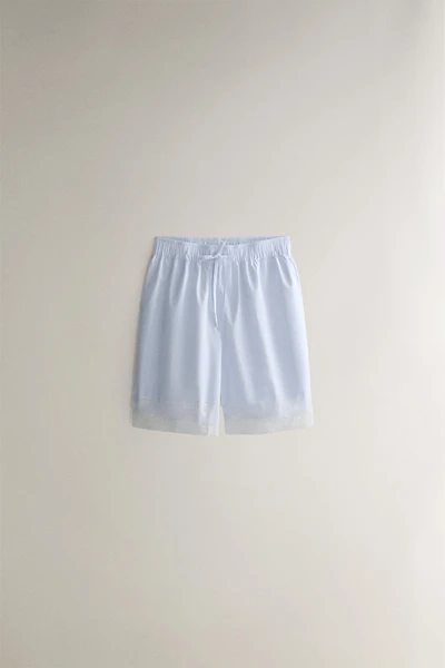 STRIPED LACE-TRIMMED SHORTS