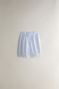 STRIPED LACE-TRIMMED SHORTS