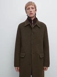 Long double wool blend coat