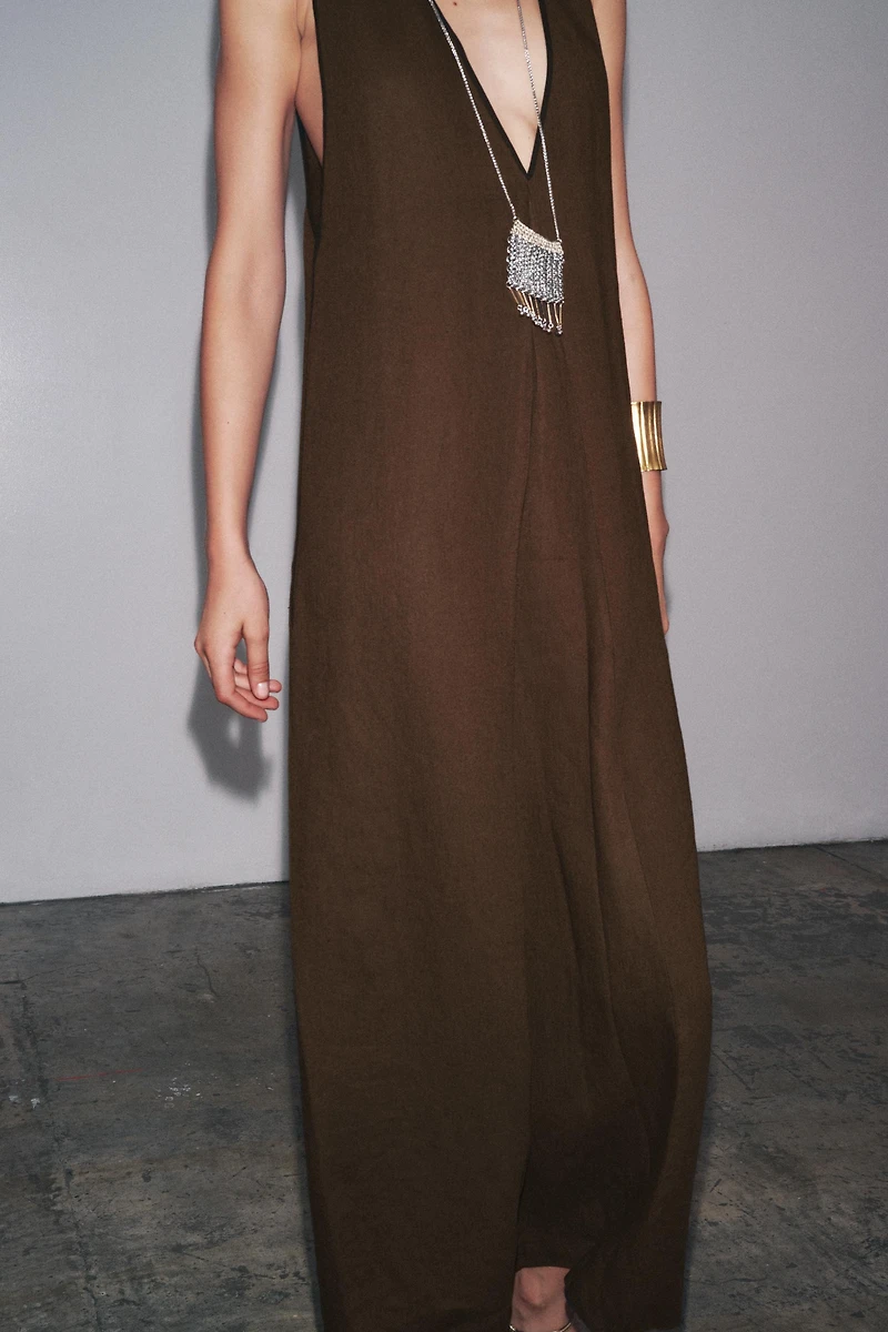 ZW COLLECTION LINEN BLEND MIDI DRESS