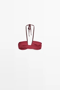 Bikini top with contrast gathered detail