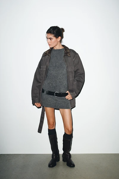 SOFT KNIT MINI DRESS WITH SEAM DETAIL