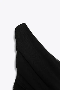 ASYMMETRIC DRAPED TULLE BODYSUIT