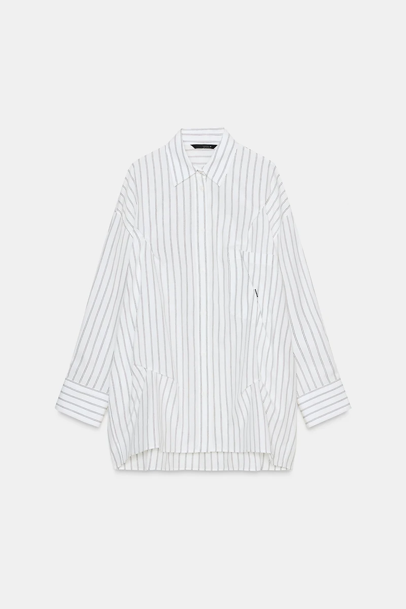 CHEMISE OVERSIZE EN POPELINE AVEC SURPIQÛRES
