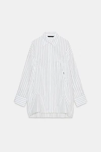 CHEMISE OVERSIZE EN POPELINE AVEC SURPIQÛRES