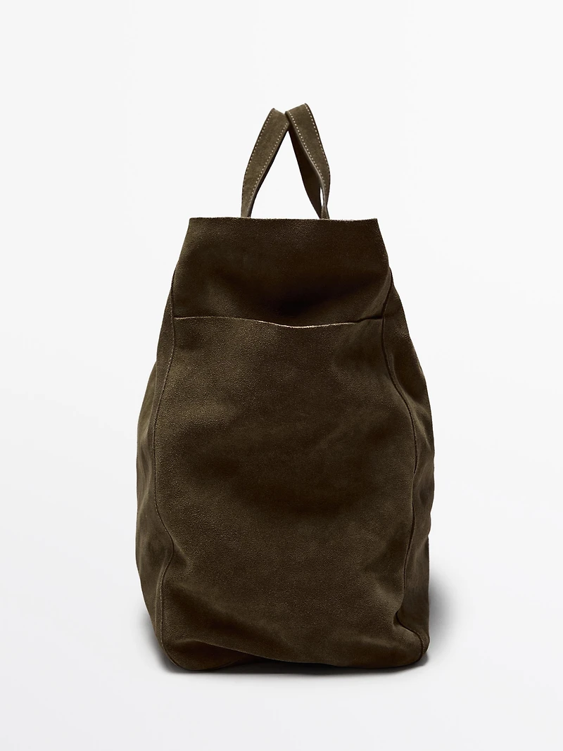 leather and split maxi shopper bag