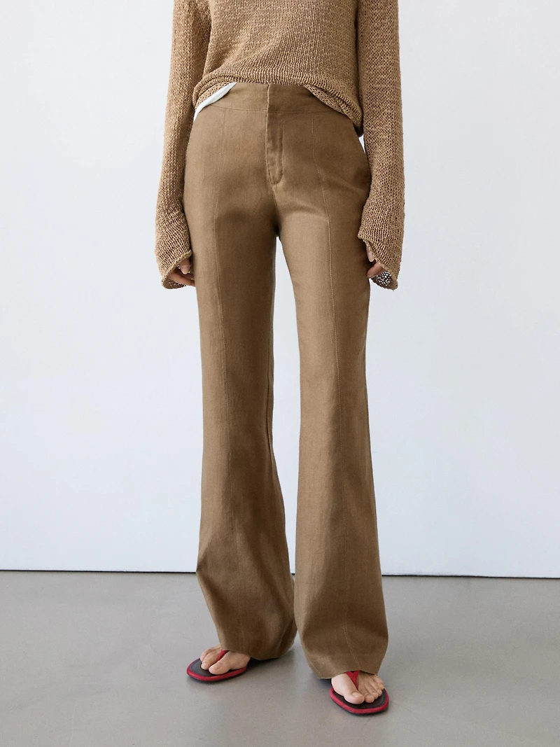 100% linen kick flare fit pants