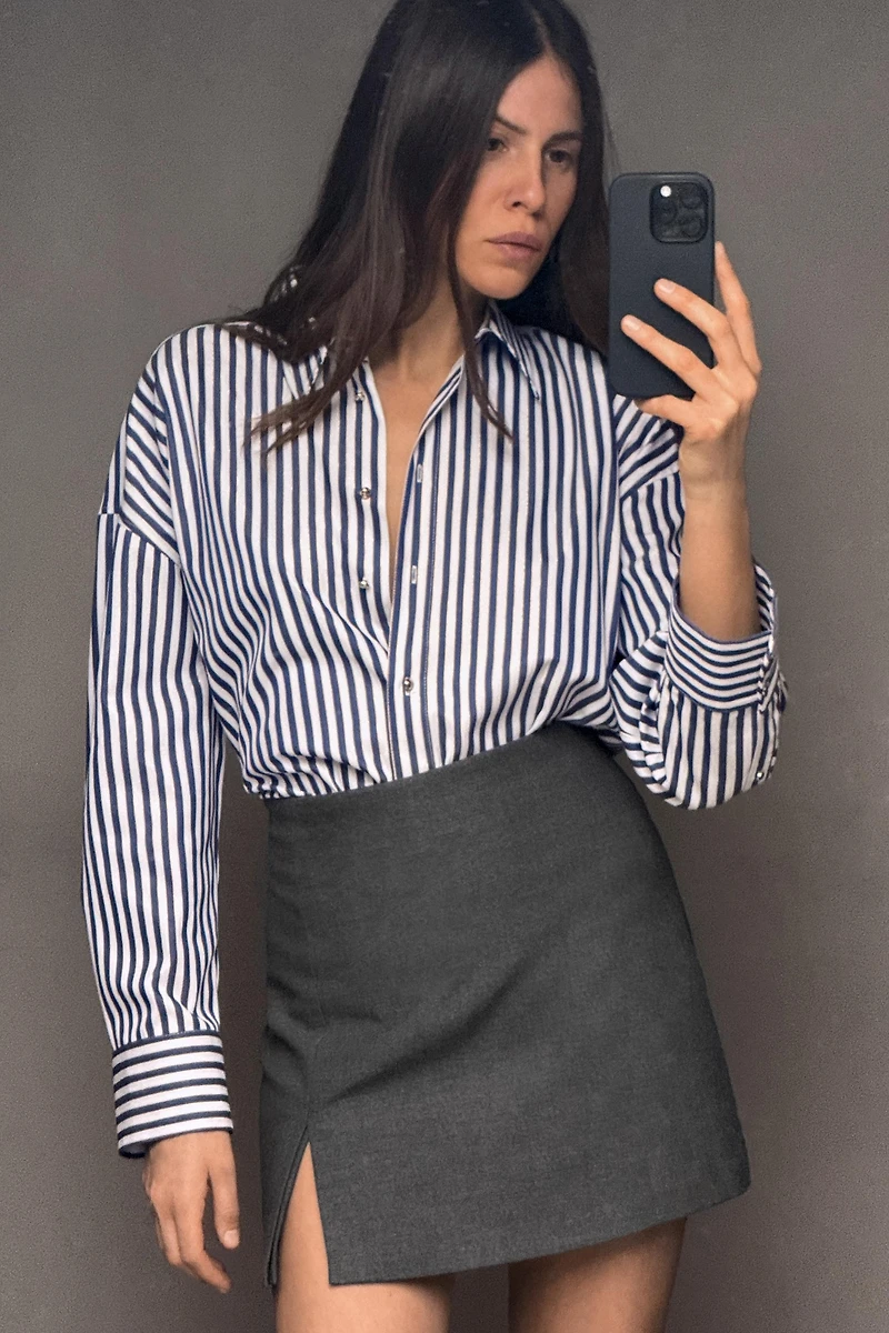 STRIPED SHIRT WITH METALLIC THREAD