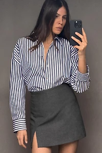 STRIPED SHIRT WITH METALLIC THREAD