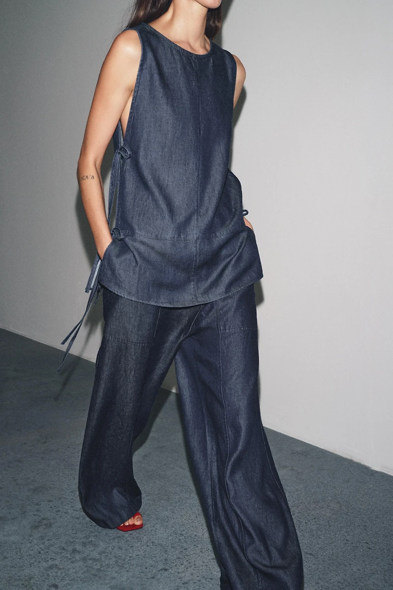 ZW COLLECTION DENIM TIE TOP
