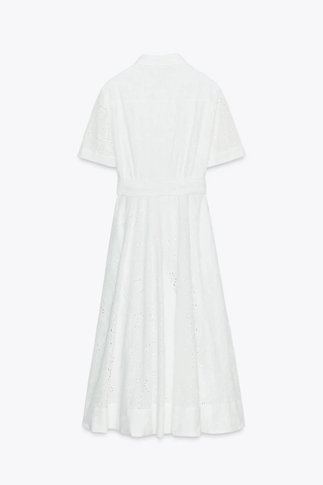 Zara ZW COLLECTION EMBROIDERED LINEN DRESS | Place Rosemre