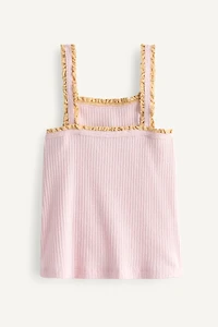 LIMITED EDITION CONTRAST LACE RIB STRAP TOP