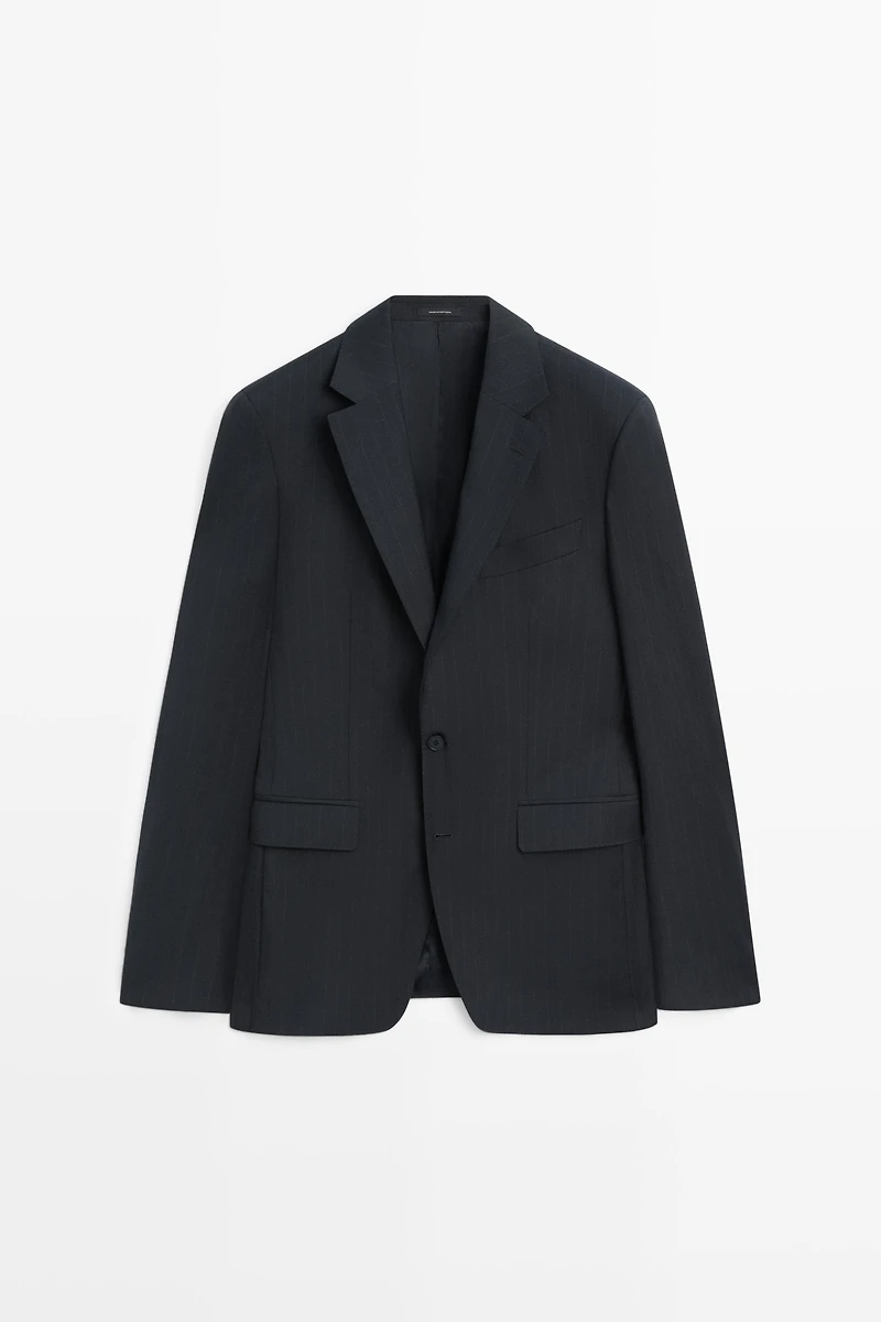 Striped 100% cool wool suit blazer