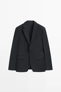 Striped 100% cool wool suit blazer